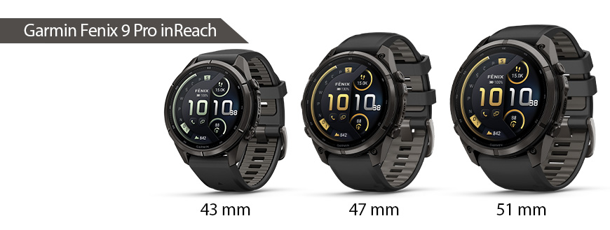 Garmin Fenix 9 Pro inReach_warianty wielkosci